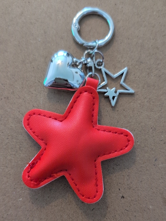 Accessories - Red Star Keychain Bag Charm with Silver Charms
